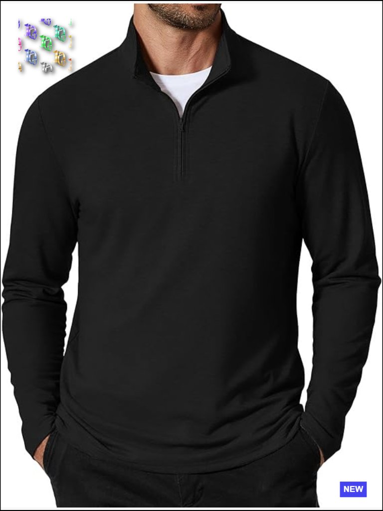 Premium Men's Quarter Zip Pullover Lightweight Mock Neck Sweatshirt Casual Long